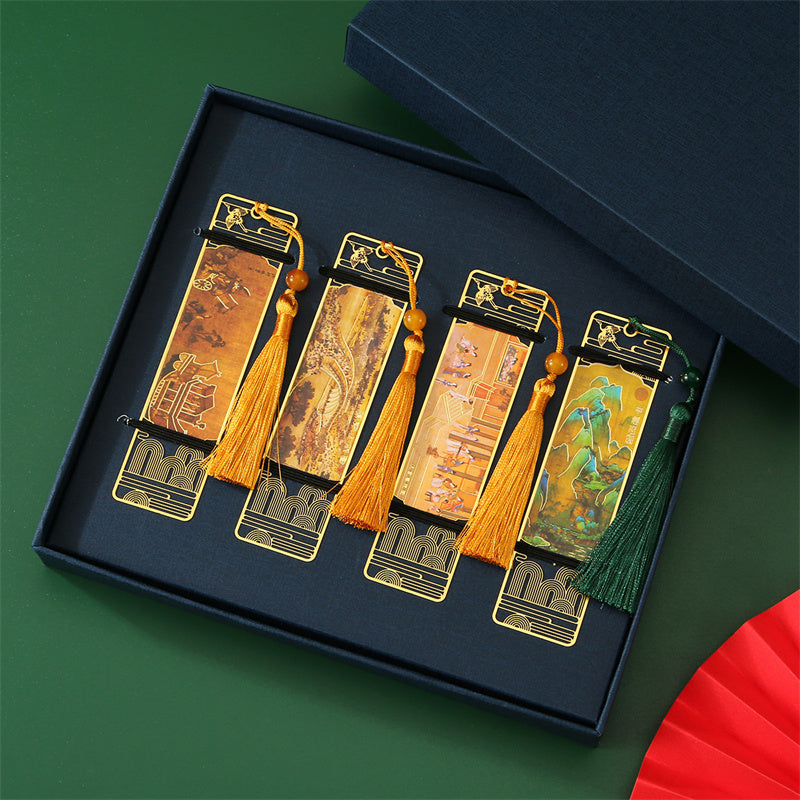 Metall-Lesezeichen | Panorama der Flüsse & Berge Kunst