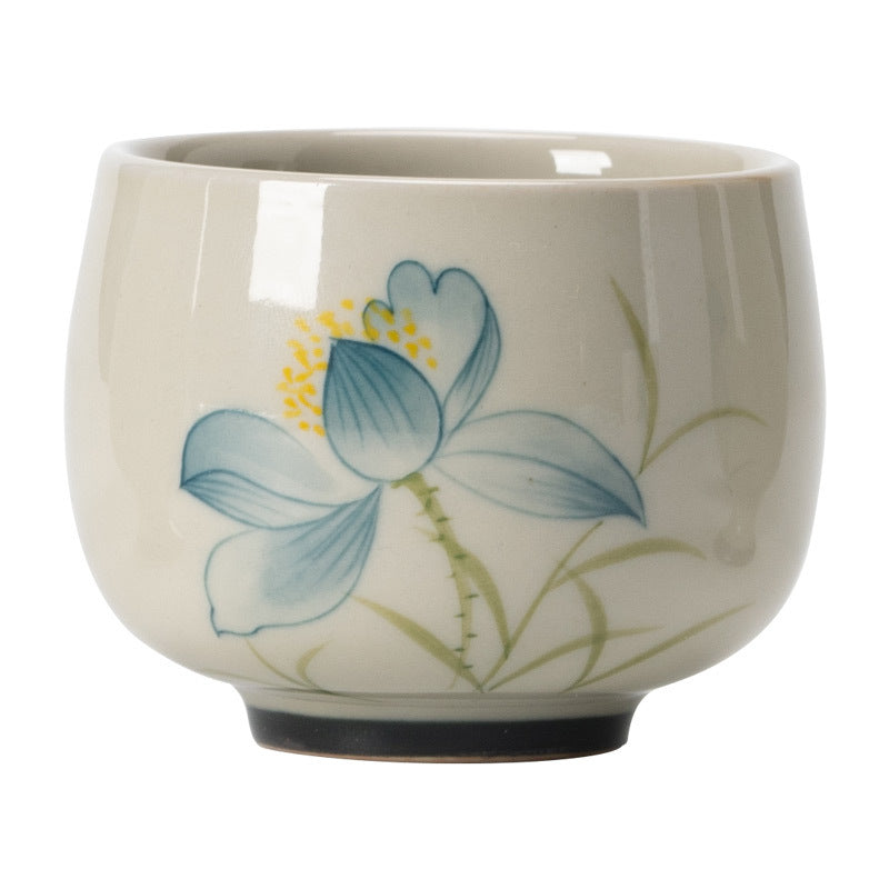 Handbemalte Lotus-Teetasse aus Keramik, 70 ml | Kung-Fu-Tee