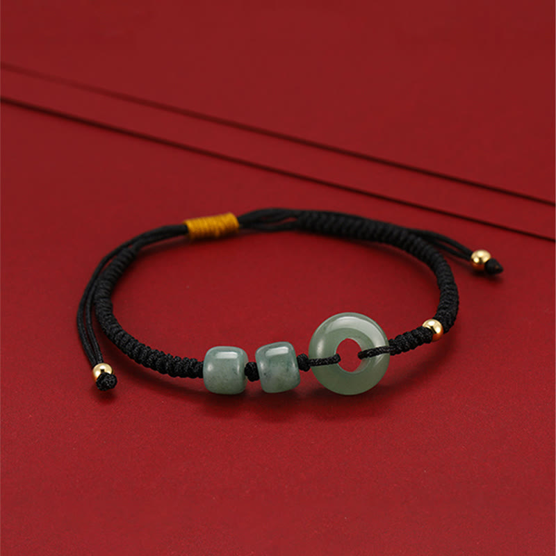 Green Aventurine White Jade Peace Buckle Couple Bracelet