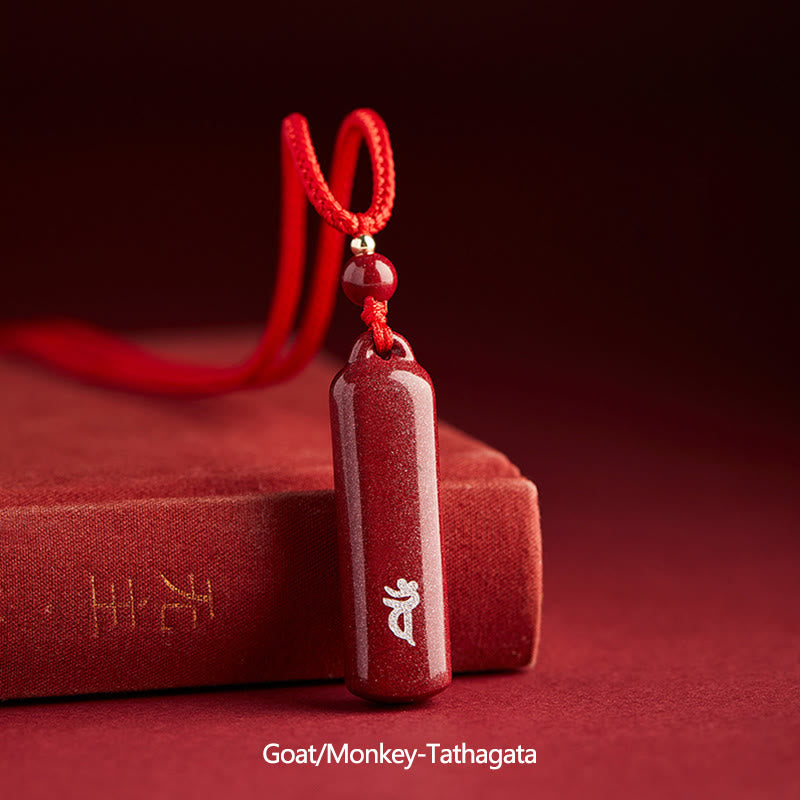 Chinese Zodiac Cinnabar Protection Necklace Pendant