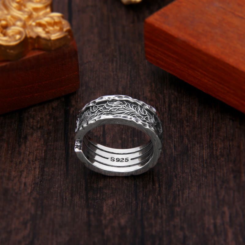 Verstellbarer Ring aus 925er Sterlingsilber mit Blumenmotiv aus der Tang-Dynastie
