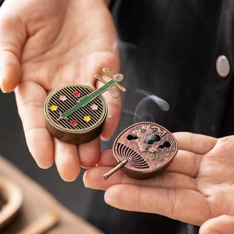 Kleiner Mini-Kürbisfächer aus Kupferlegierung, Pipa-Räuchergefäß