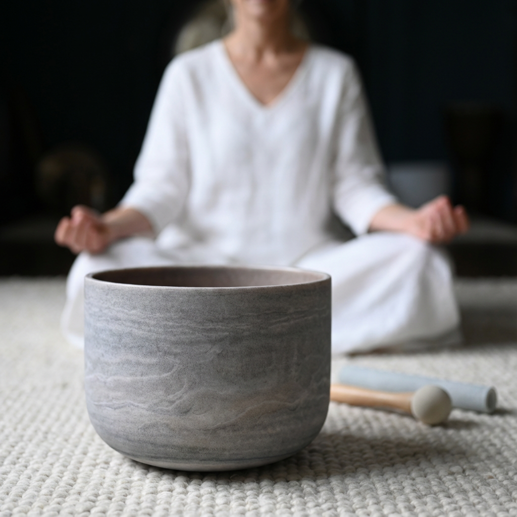 Rubin-Edelstein-Quarzkristall-Klangschale zur Meditation