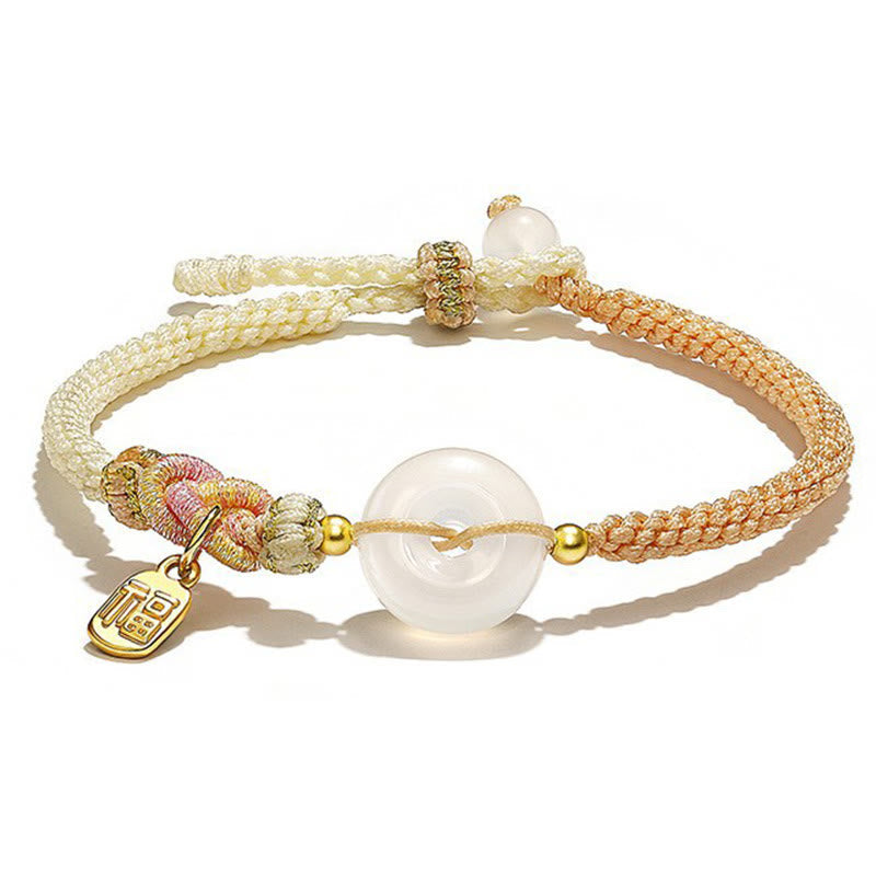 Handmade White Agate Peace Buckle Luck Protection Bracelet
