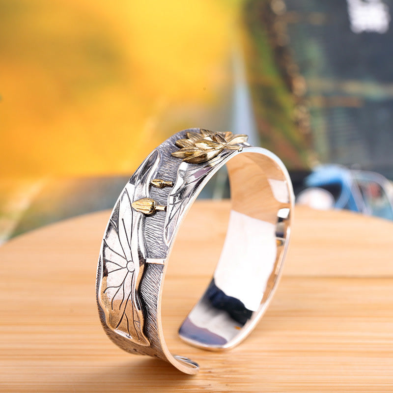 Lotusblume Calm Armband aus 925 Sterling Silber, verstellbar