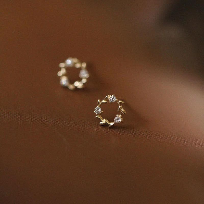 925 Sterling Silver Spiritual Earrings Tiny Wreath Blessing Flower