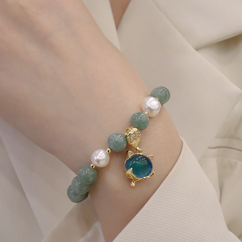 Jade-Charm-Armband „Prosperity“ 14–16 cm, Farbwechsel-Fuchs