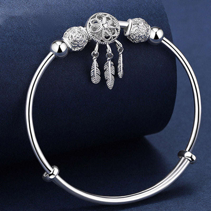 Traumfänger-Charm-Armband aus weißem Kupfer für Glück und Heilung