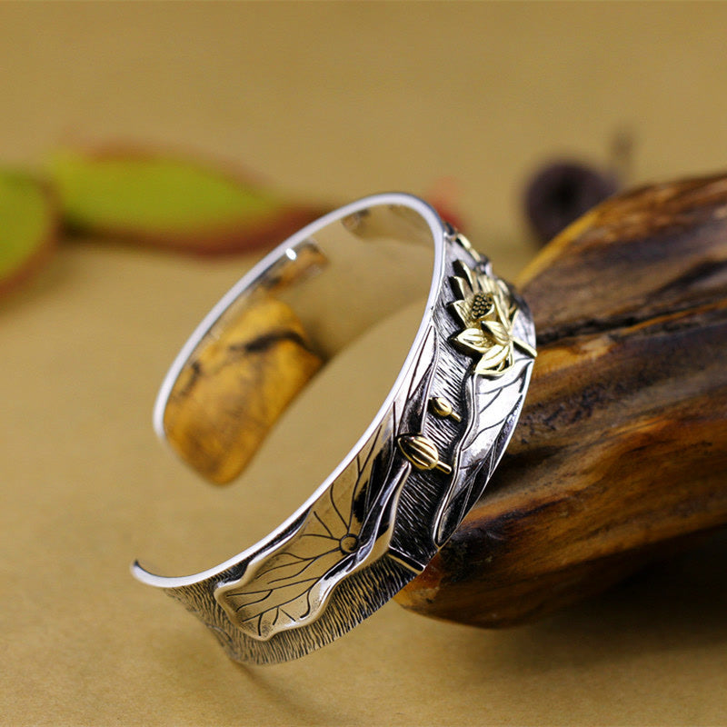 Lotusblume Calm Armband aus 925 Sterling Silber, verstellbar