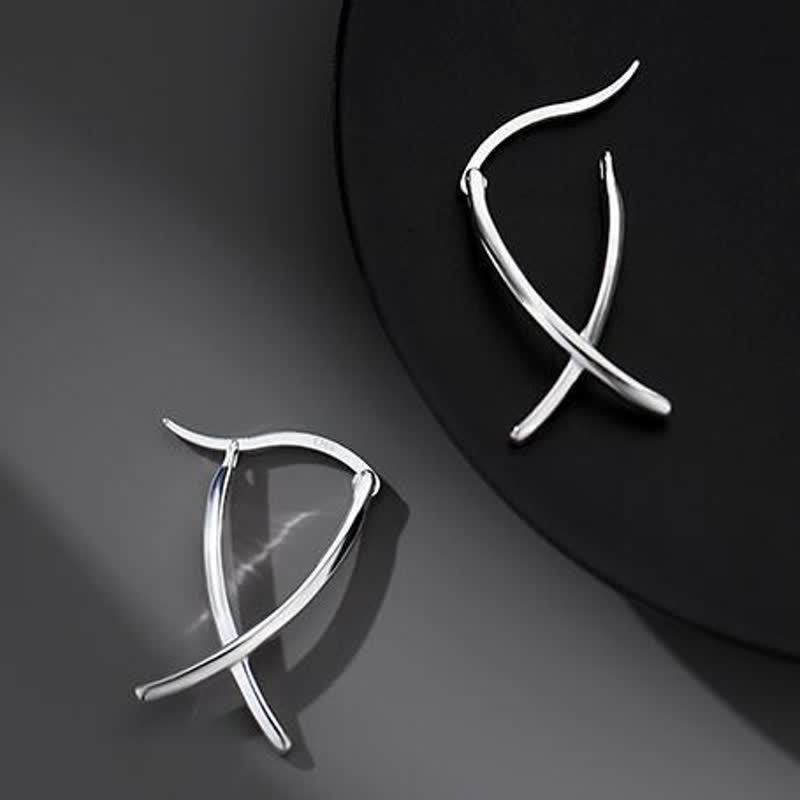 Copper Geometric Cross Luck Spiritual Hoop Earrings