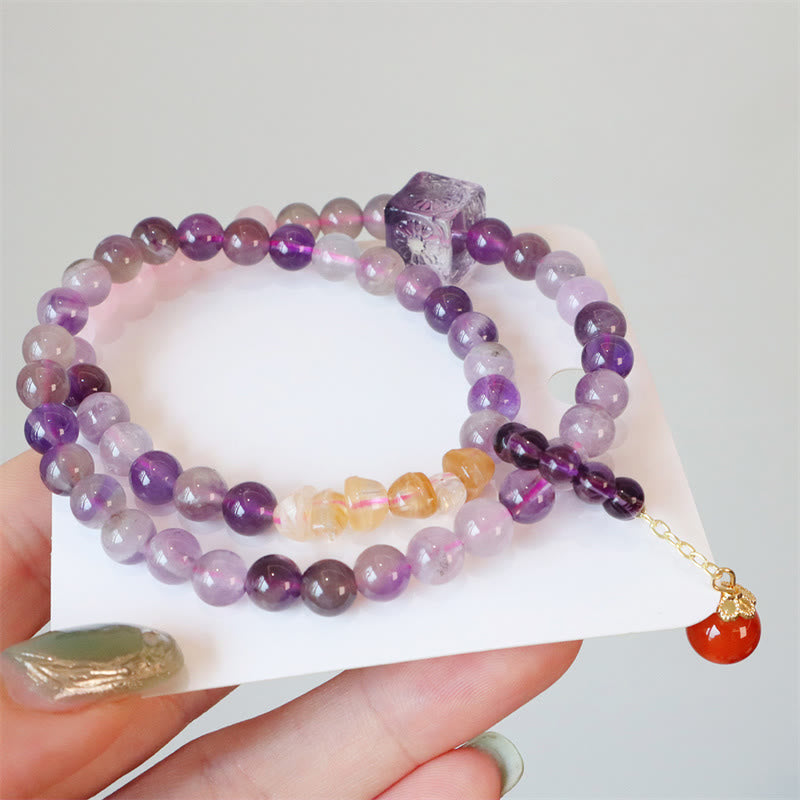 Amethyst-Citrin-Doppelwickelarmband für positive Transformation