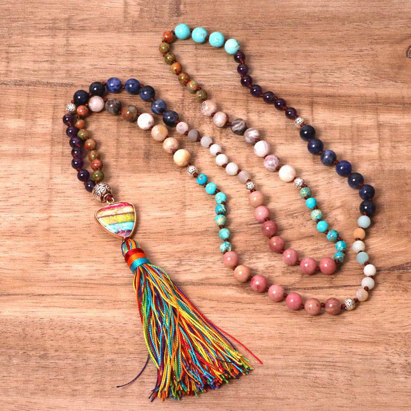 Turquoise & Amethyst Balance Necklace for Meditation & Protection
