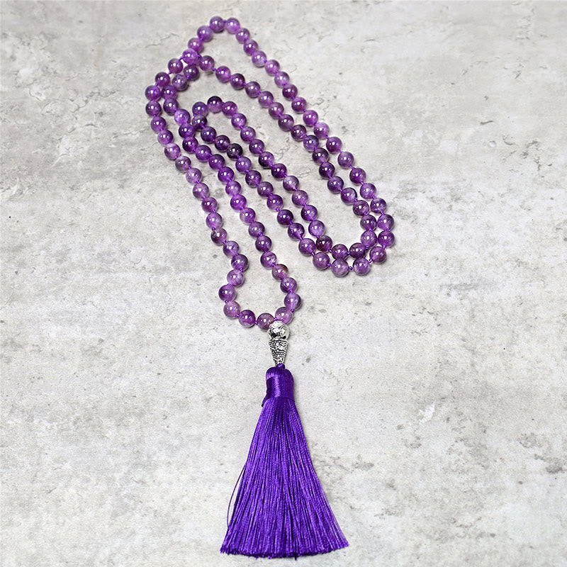 8mm Amethyst Meditation Mala Necklace 108 Beads