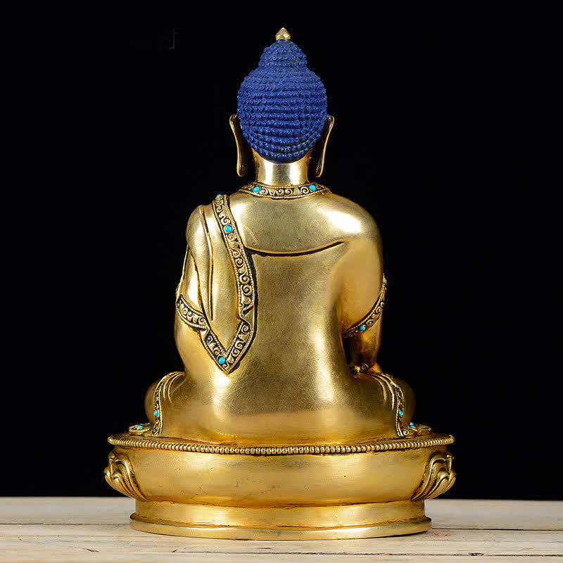 Copper Buddha Statue Shakyamuni Compassion 21cm Decor