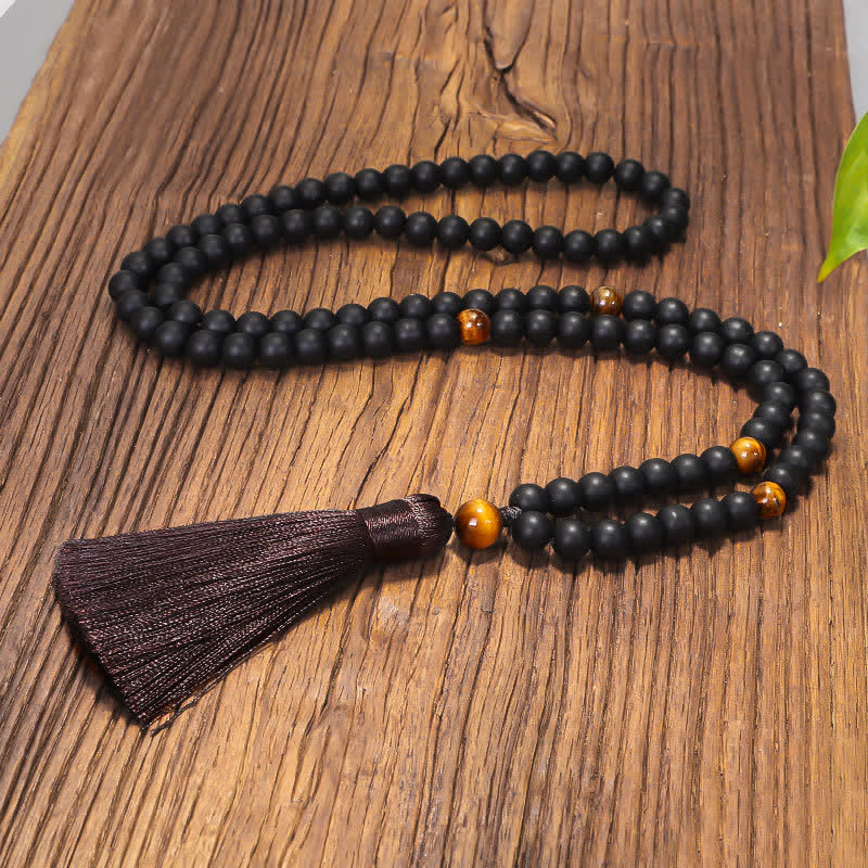 108 Perlen Mala Frosted Stone Tiger Eye Balance Armband Halskette