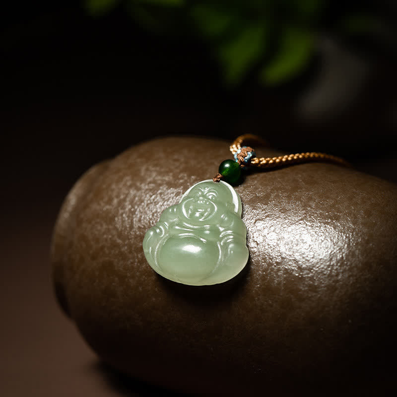 Lachender Buddha Jade Lotus Wohlstandskette