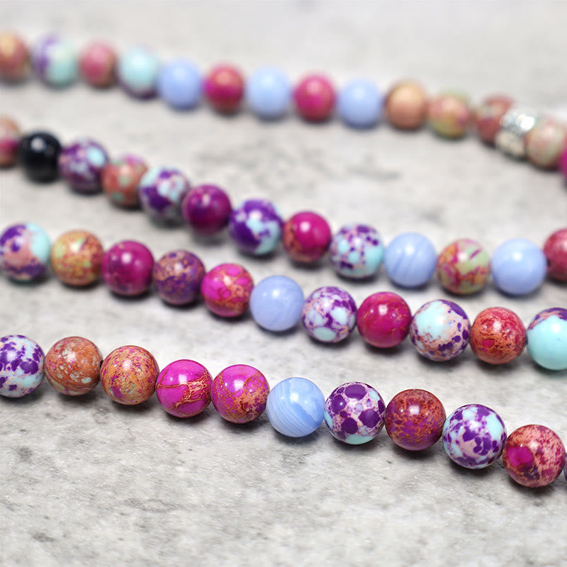 8 mm Miano Echtstein Lotus Mala Perlen für Meditation und Heilung