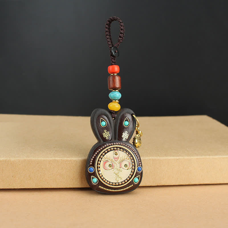 Ebenholz Fünf Gott des Reichtums Thangka Schlüsselanhänger spirituellen Schmuck