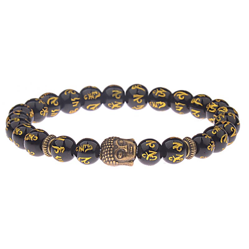 8 mm tibetisches Buddha-Mantra-Armband für Achtsamkeit