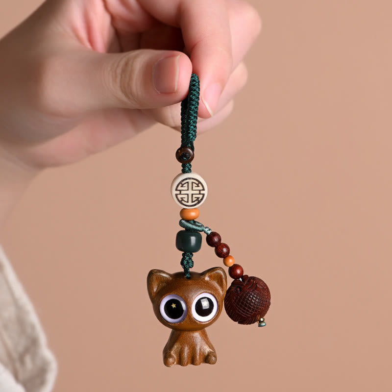 Grüne Sandelholz Koi Fisch Glückskatze Schlüsselanhänger Dekoration