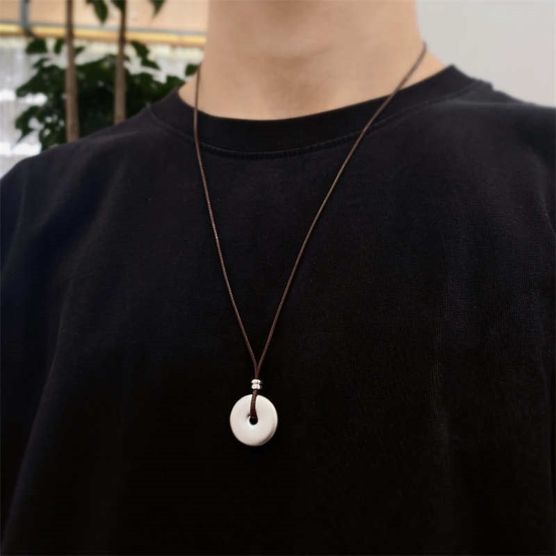 Halskette mit spiritueller Peace-Schnalle aus 999er Sterlingsilber, 18 mm Anhänger