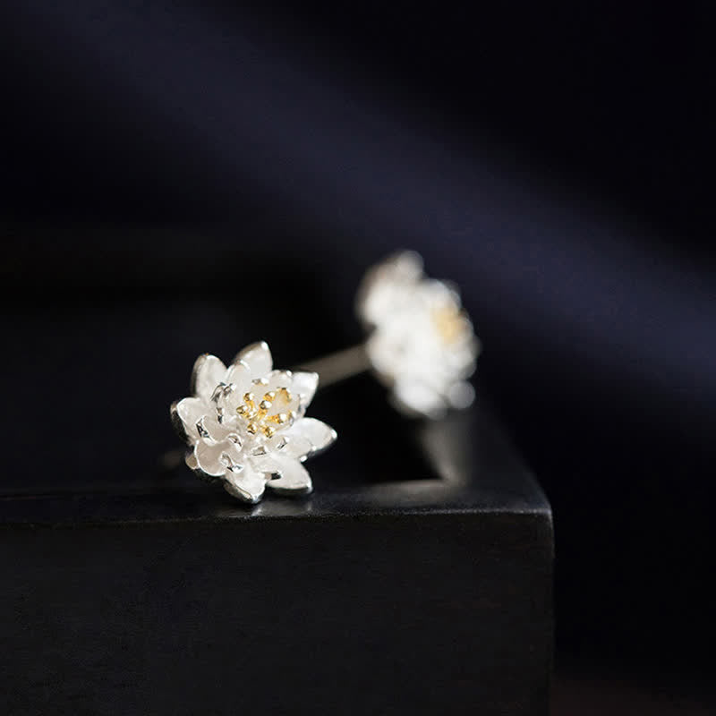 Sterling Silver Lotus Earrings for Balance & Enlightenment