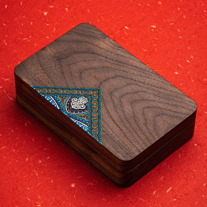 Vintage Handgemachte Aufbewahrungsbox für Schmuck aus schwarzem Walnussholz