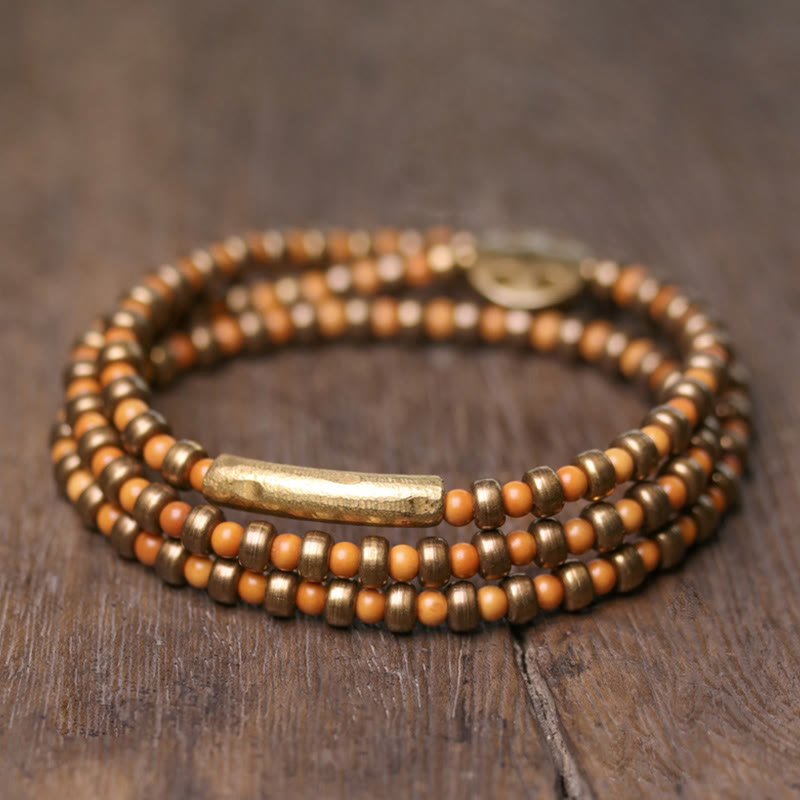 Copper Olive Pit Spiritual Bracelet for Wealth & Balance