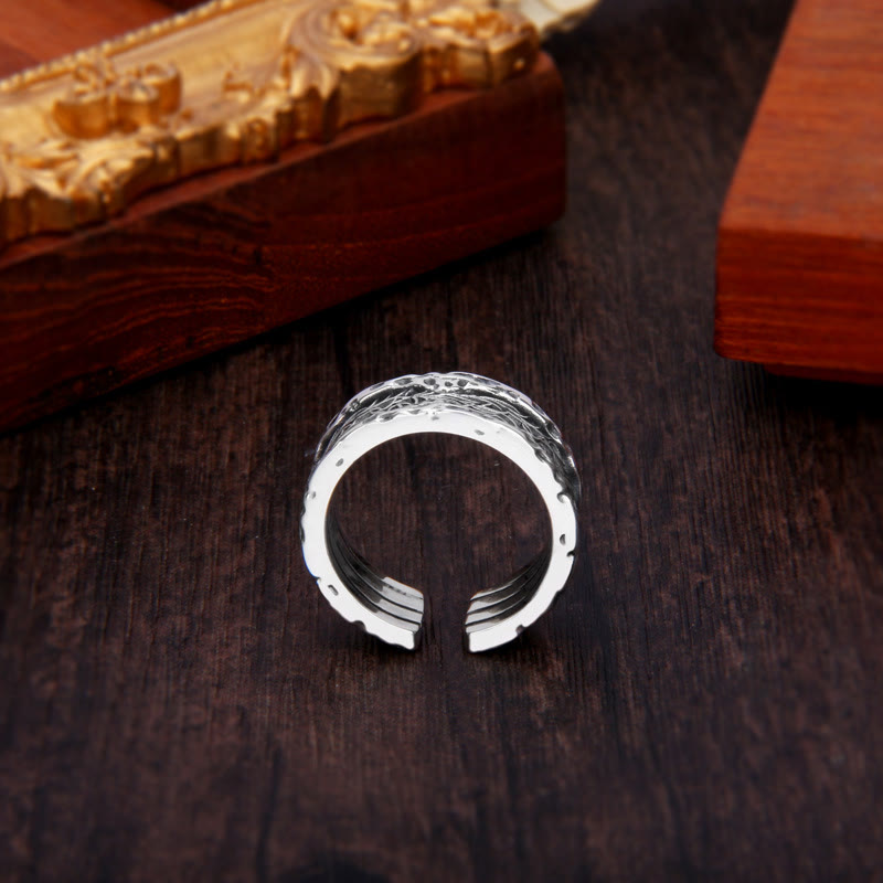 Verstellbarer Ring aus 925er Sterlingsilber mit Blumenmotiv aus der Tang-Dynastie