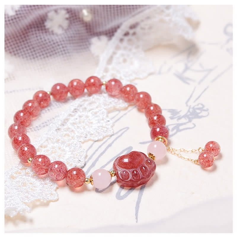 8mm Strawberry Quartz Love Bracelet for Healing & Euphoria
