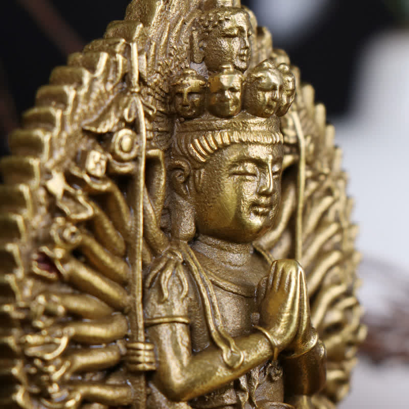 Doppelseitige tausendhändige Avalokitesvara-Kupferstatue