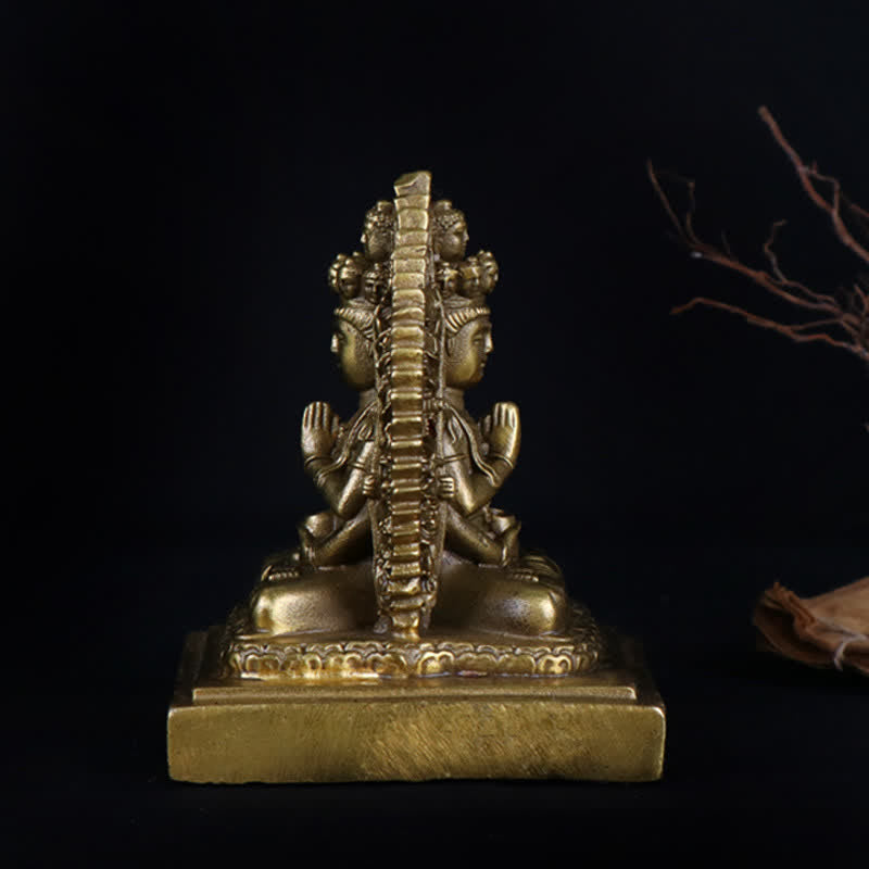 Doppelseitige tausendhändige Avalokitesvara-Kupferstatue