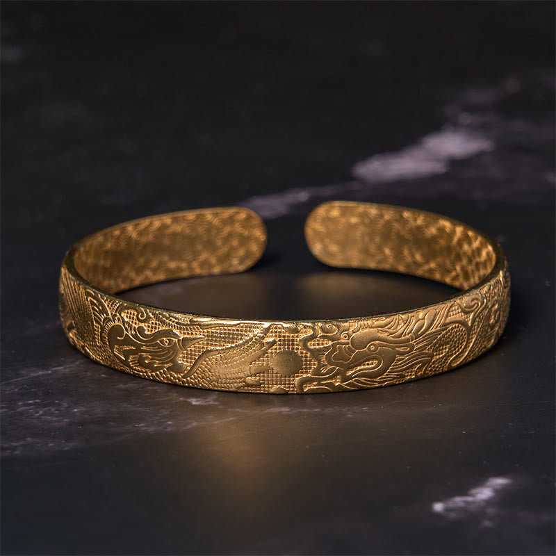 Drachen-Phönix-Kupferarmband | Glücks- und Schutzarmreif