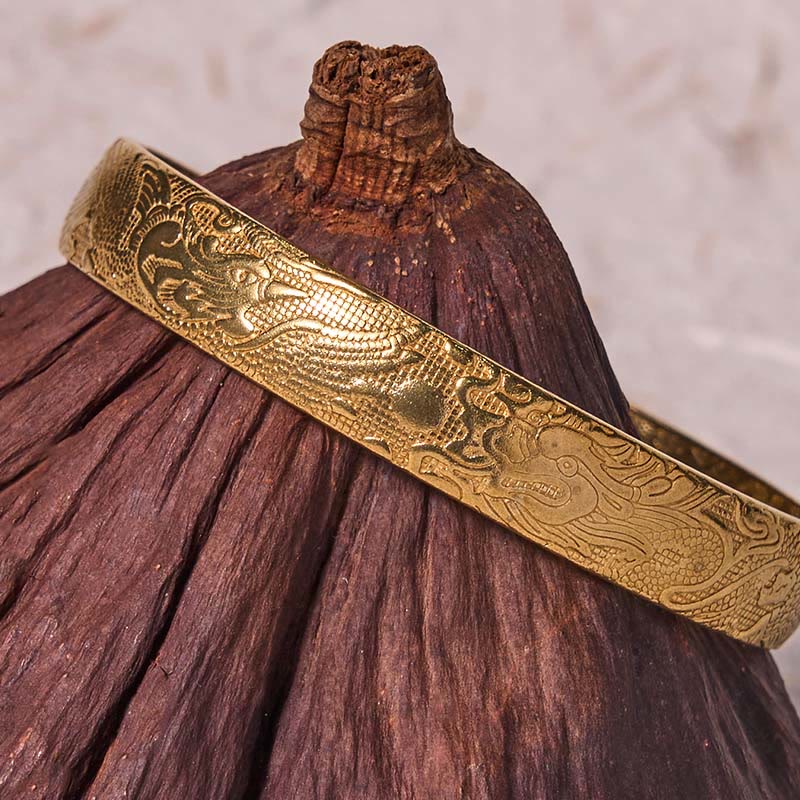 Drachen-Phönix-Kupferarmband | Glücks- und Schutzarmreif