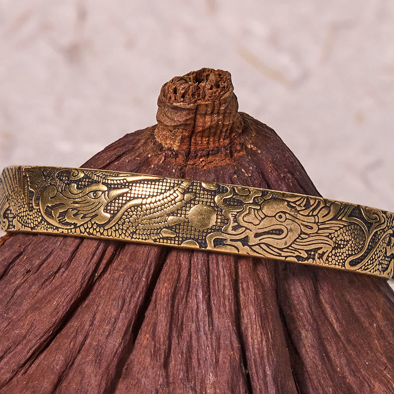 Drachen-Phönix-Kupferarmband | Glücks- und Schutzarmreif