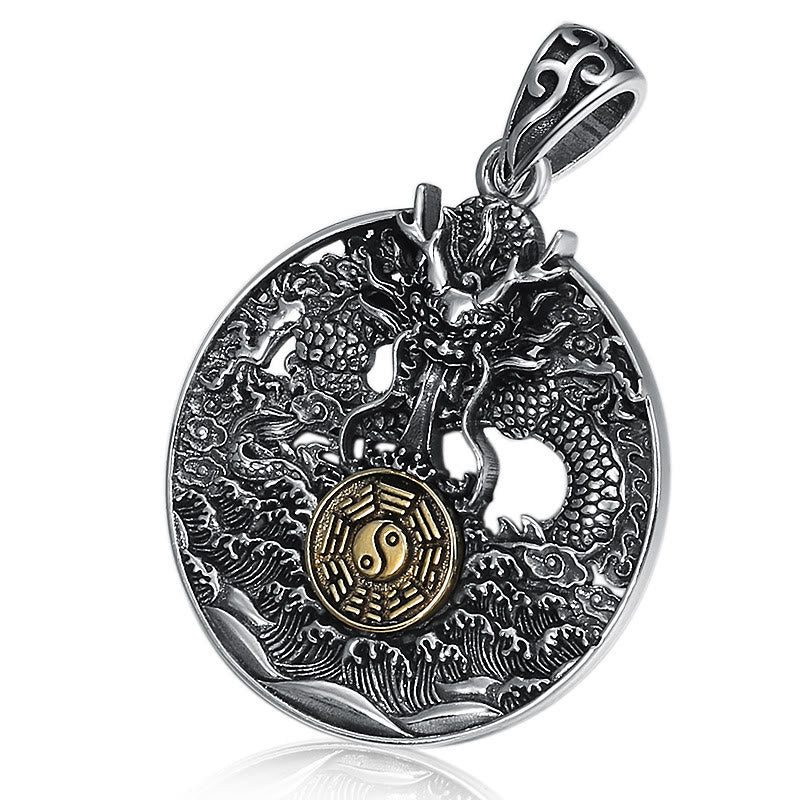 Drachenwellen Yin Yang Bagua Halskette | Glücks-Stärke-Anhänger
