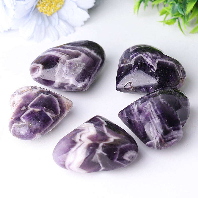 Traum-Amethyst, Herzform, Kristallschnitzerei, 5,1–6,3 cm