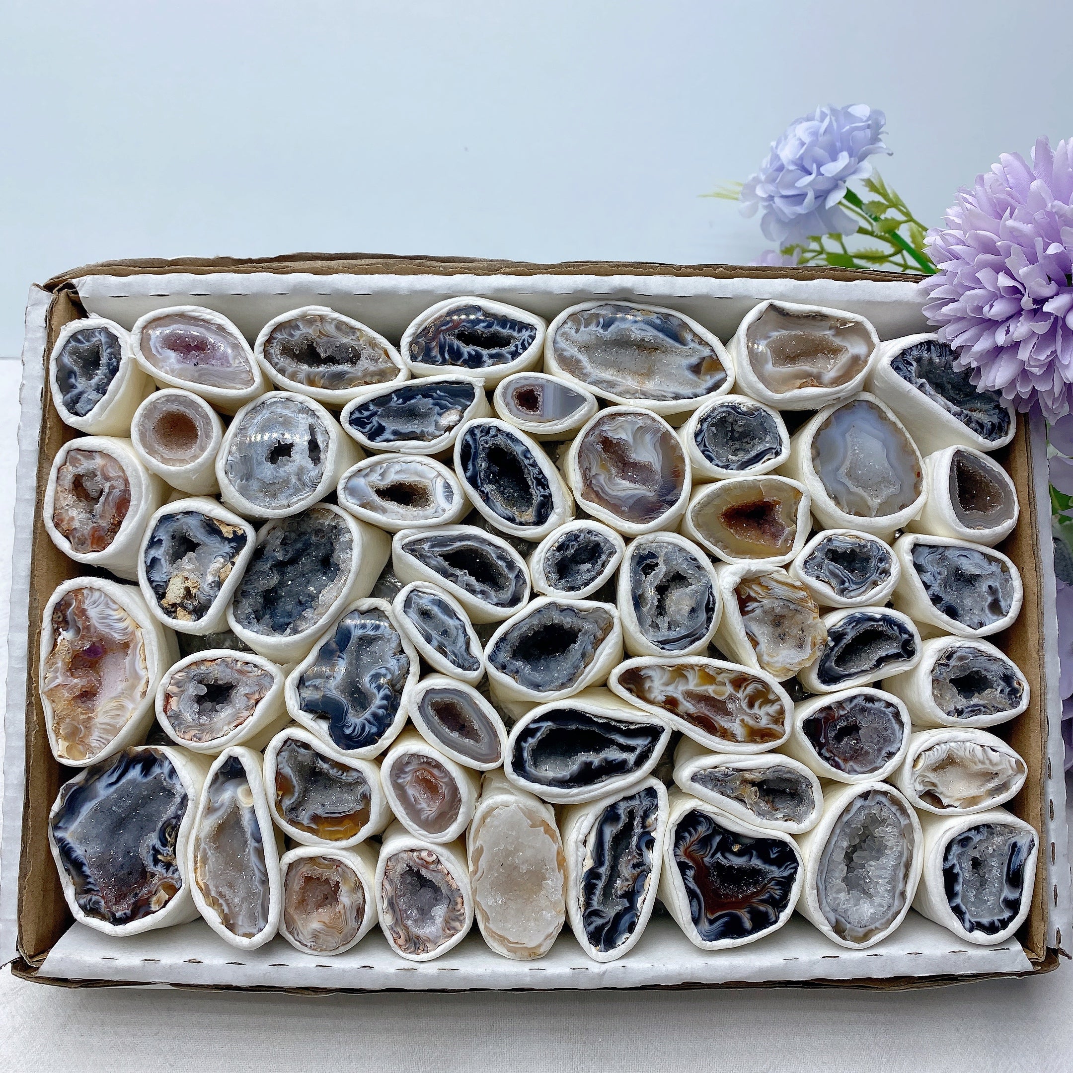 Druzy Achat Geode Rohkristalle Sammelbox 10in