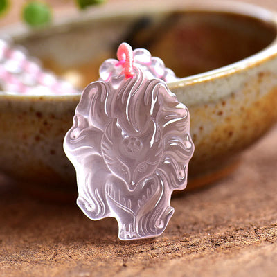 Natürliche rosa Kristall Neunschwänzige Fuchs Liebe Halskette