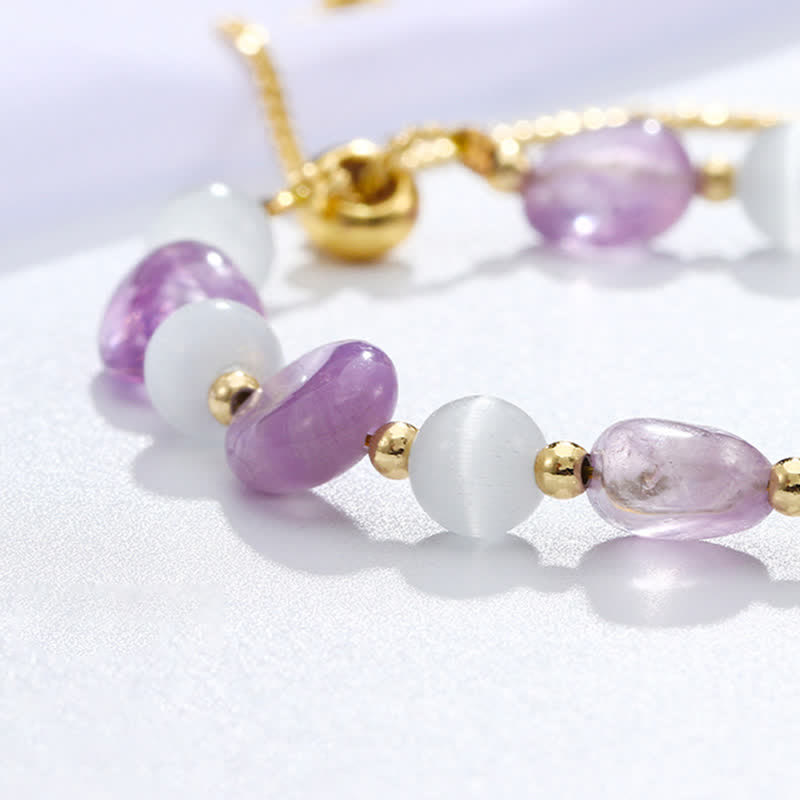 Amethyst-Armband mit spirituellem Bewusstsein, rosa Kristall und Quarz