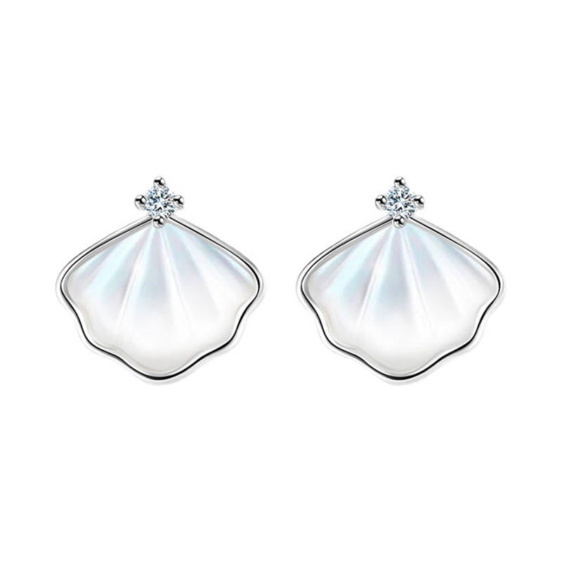 Spirituelles Schmuckset mit Tridacna-Stein aus 925er Sterlingsilber