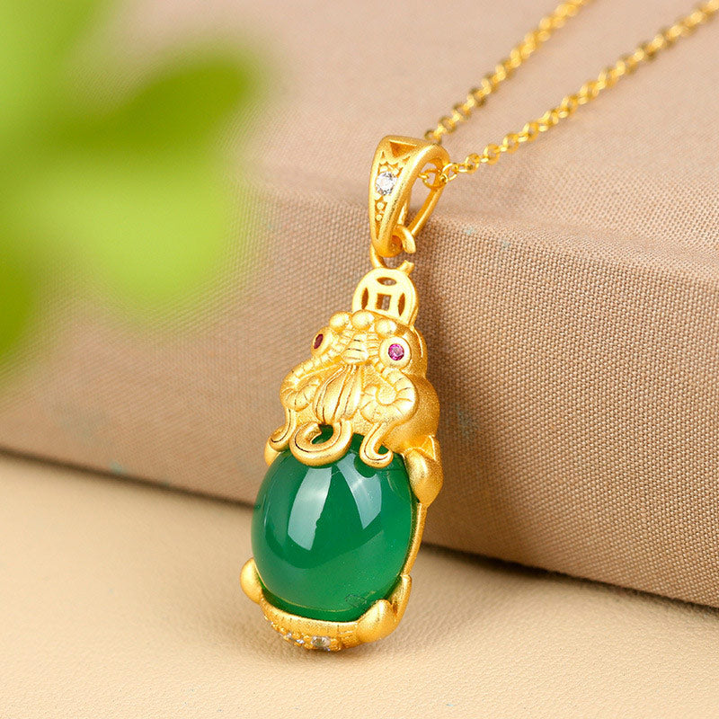 Natural Jade Pixiu Balance Necklace for Prosperity