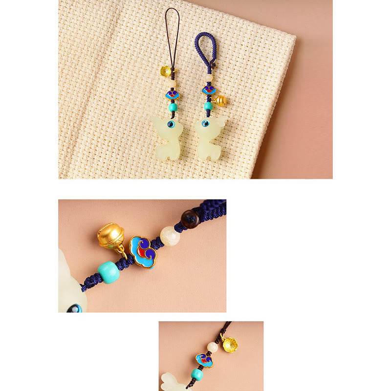 Schlüsselanhänger mit leuchtendem Hirsch-Glücksstein für spirituellen Schmucksegen