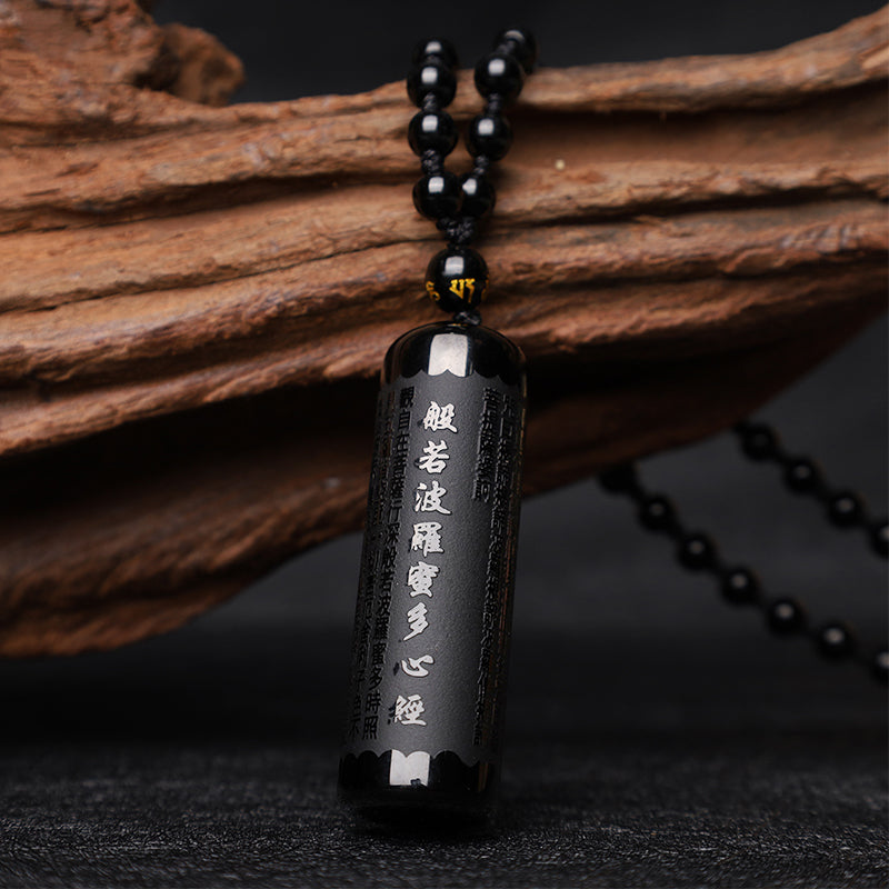Black Obsidian Heart Sutra Purification Necklace