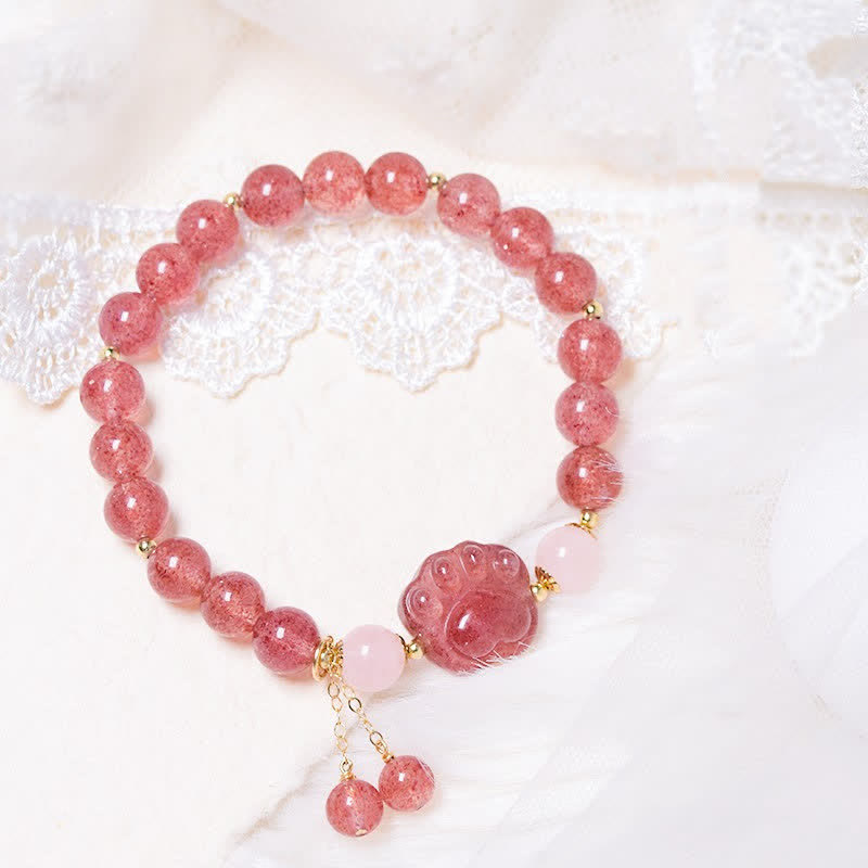8mm Strawberry Quartz Love Bracelet for Healing & Euphoria