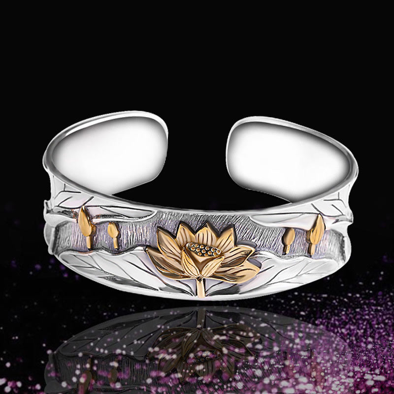 Lotusblume Calm Armband aus 925 Sterling Silber, verstellbar