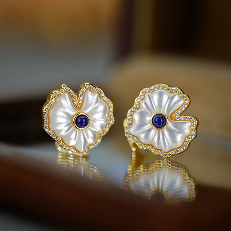 Spirituelles Halsketten-Set aus 925er Sterlingsilber mit Tridacna-Rot-Achat-Lazurit