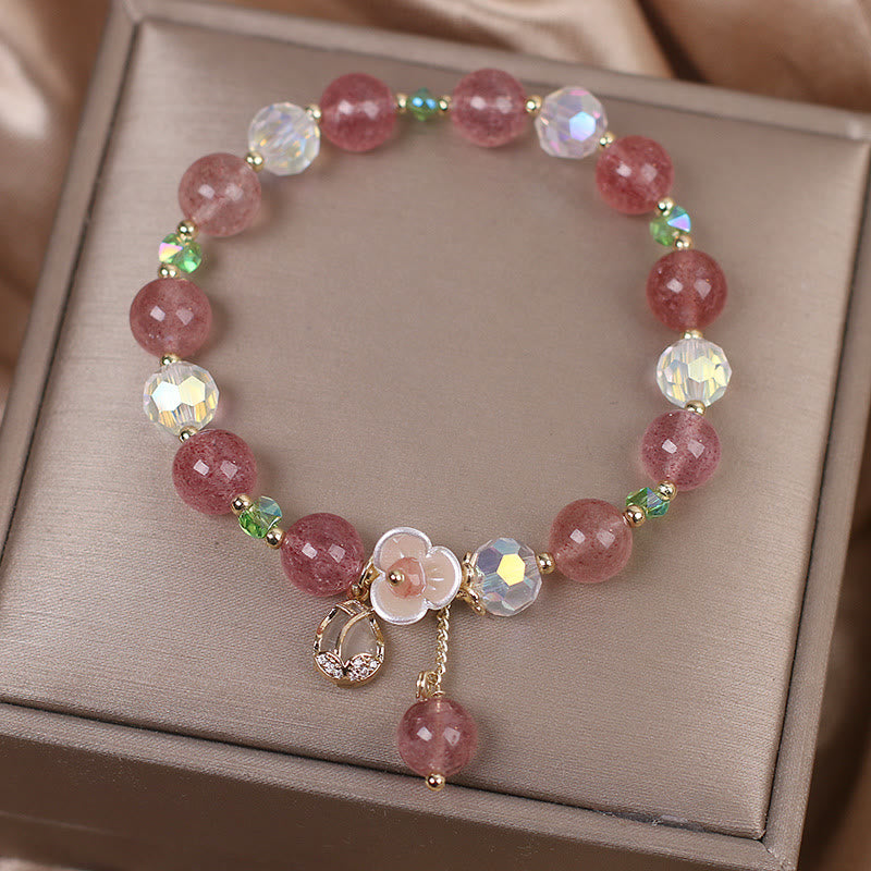 Strawberry Quartz Fluorite Healing Bracelet for Emotional Clarity