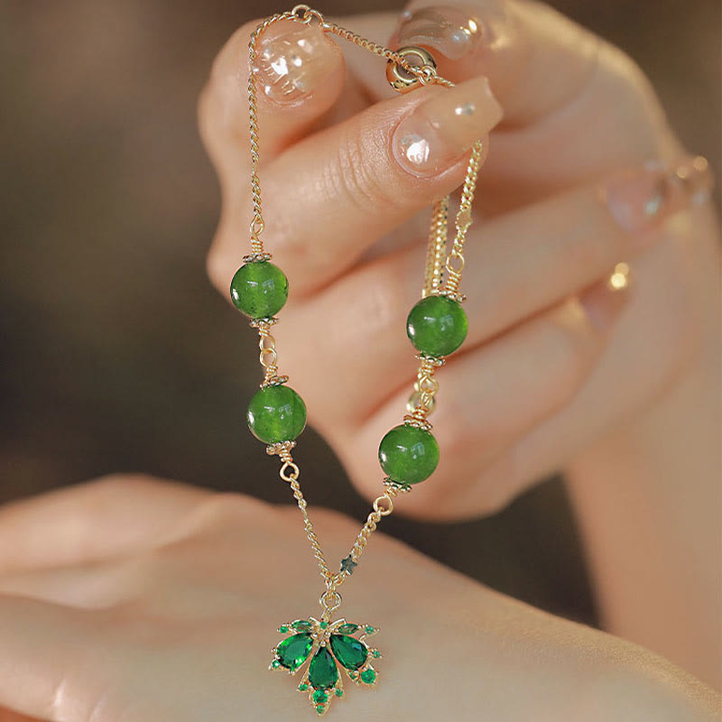 8 mm grünes Chalcedon-Armband „Mut und Stärke“