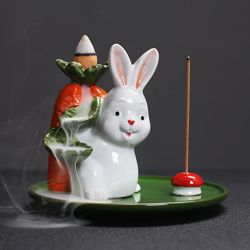 Year of the Rabbit Ceramic Incense Burner with Bunny Design